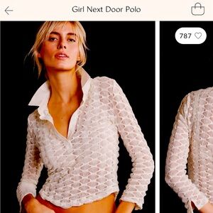 FREE PEOPLE Girl Next Door Polo - size L
